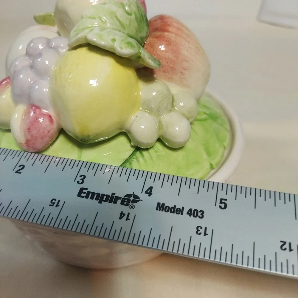 Vintage Elizabeth Arden Ceramic Fruit‎ Basket Trinket Candy Dish Lid Japan